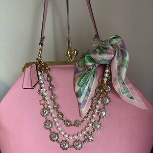 NWT Authentic Coach Rose Pink Kisslock Frame Bag Only